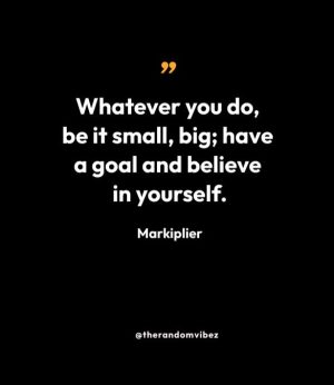 “Whatever you do, be it small, big; have a goal and believe in yourself.” — Markiplier